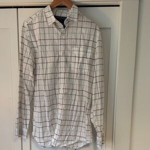 Banana Republic White and Red Grid Shirt